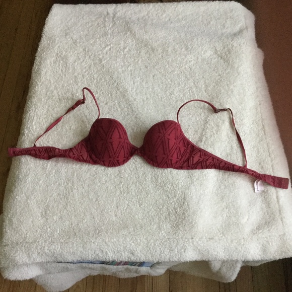 Vintage 90s Victoria's Secret Red Bra Underwire V Patterned - Sz 36A - Picture 5 of 8